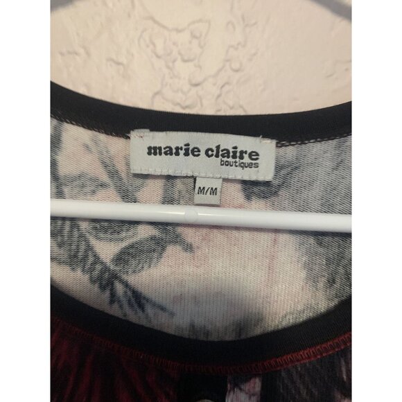 Marie Claire Boutiques Black/Red Floral Pullover Boho Artsy Sweater Size M - Picture 3 of 8